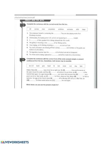 Vocabulary Music and Art