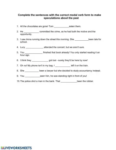 Modals for speculating in the past