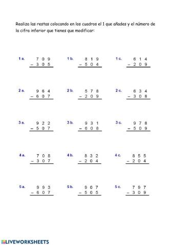 Restas con llevadas