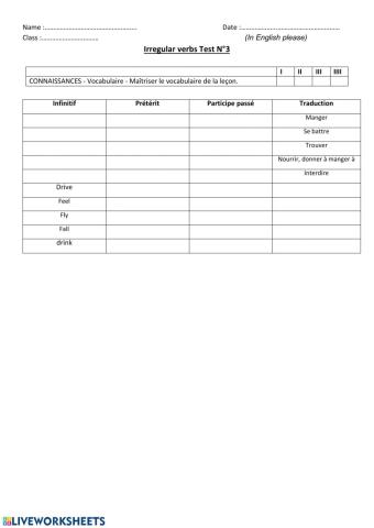 Irregular verbs N°3