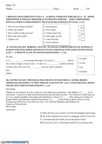 Before exam practice