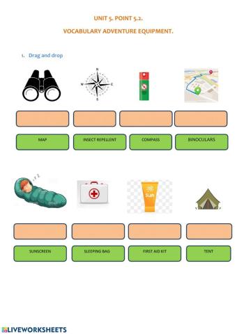 Vocabulary adventure equipment