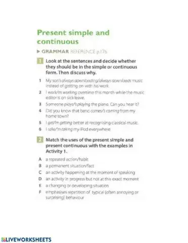 FCE Present Simple & Continuous