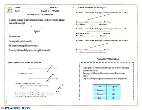 Segmento, recta y semirecta, Tablas de frecuencia