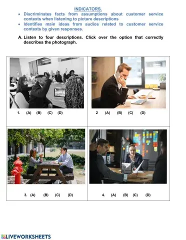 Picture description, at the office, customer service