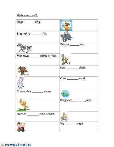 Animals can and can't