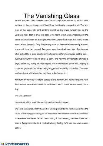 Harry Potter comprehension