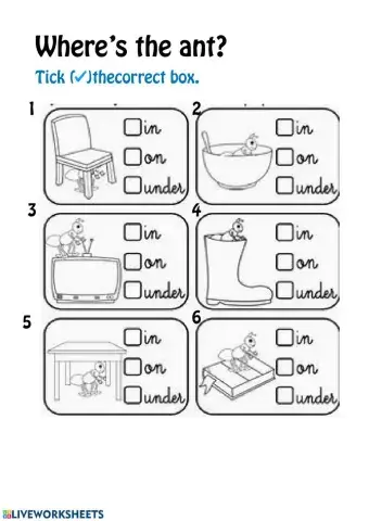 Prepositions: in- on- under