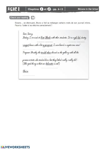 Fiche 1: Welcome to Star school