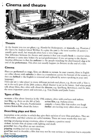 Cinema and Theatre