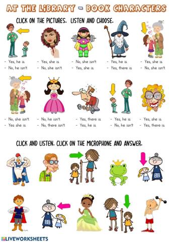 At the library-book characters