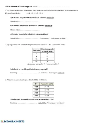 Középértékek összefoglalás
