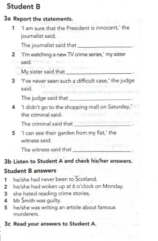 Reported speech- student a
