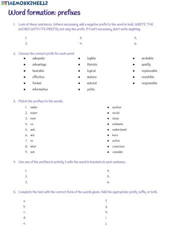 Word formation:prefixes