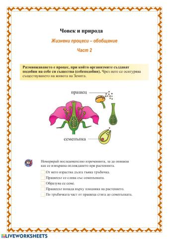 Човек и природа - Жизнени процеси - част 2