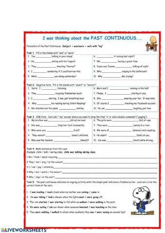 worksheets past continuous