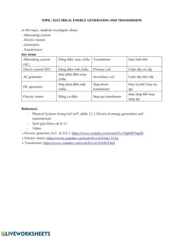 Electrical energy generation and transmission