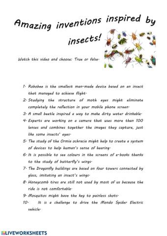Insect inspired inventions