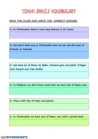 Spaces vocabulary-Portocolom