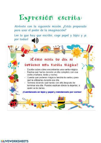 Expresión escrita: cómo sería tu día con una varita mágica