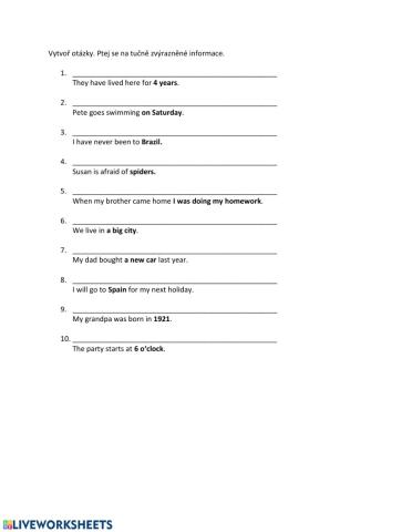 Questions2 - different tenses