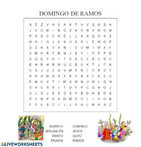 Sopa de letras domingo de ramos
