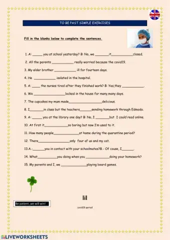 To be past simple ex.1