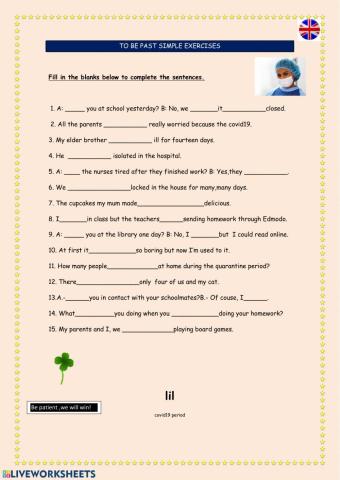 To be past simple ex.1