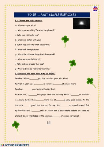 To be past simple ex.2