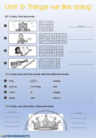 Unit 5 - Things we like doing LISTENING