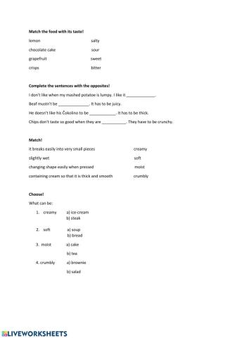 Food taste and texture