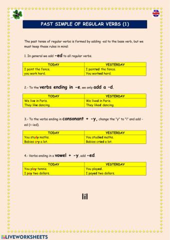 Past Simple of regular verbs 1