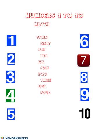 Numbers 1 to 10
