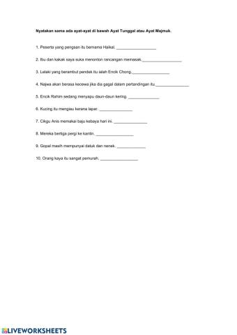 Ayat Tunggal dan Ayat Majmuk