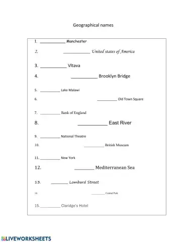 The + geographical names
