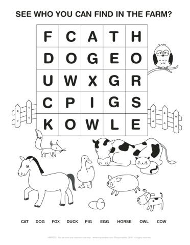 Animals wordsearch
