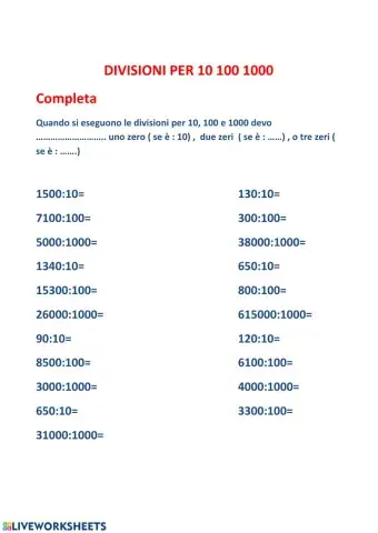 Divisioni 10 100 1000
