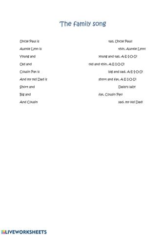 The family song (Chatterbox 1, Unit 8)