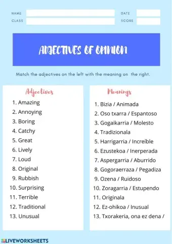 Adjectives of opinion