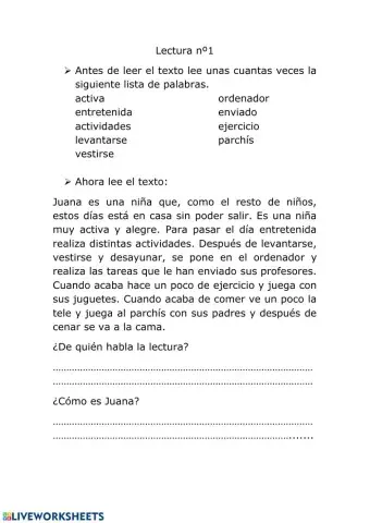 Comprensión lectora ficha 1