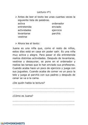 Comprensión lectora ficha 1