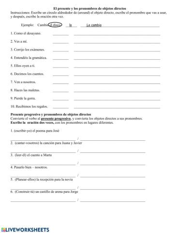 Objetos de complemento directo