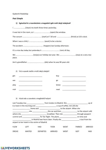 Past simple gyakorló feladatlap