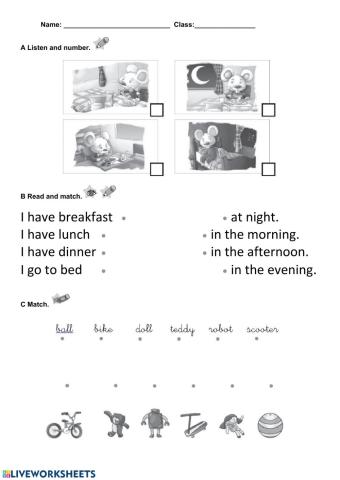 Routines, toys and prepositions test