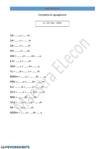 Completa le uguaglianze