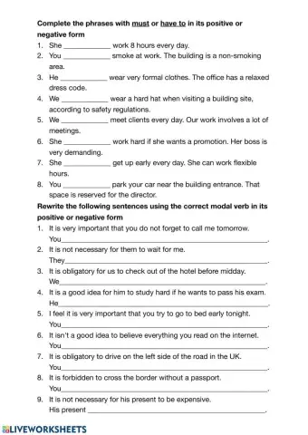 Modal verbs of obligation