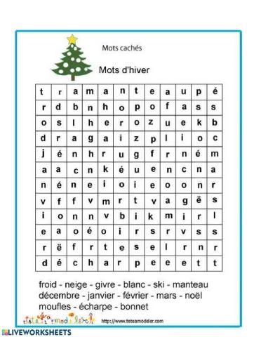 Mots cachées: hiver