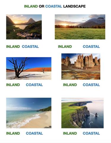 Inland or Coastal landscapes