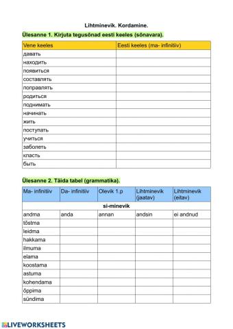 -Juhan Liiv- ja lihtminevik, 8. klass