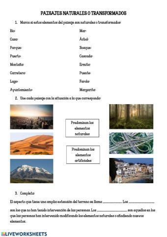 Paisajes naturales o transformados